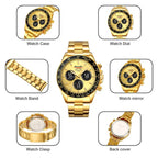 SKMEI 2587 Men Stainless Steel Strap Triple-Dial Chronograph 30M Life Waterproof Digital Watch