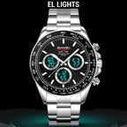 SKMEI 2587 Men Stainless Steel Strap Triple-Dial Chronograph 30M Life Waterproof Digital Watch