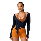 Women Long-Sleeve Slim-Fit Yoga Top, Quick-Dry Pilates Fitness Shirt Sports Cover-Up, S, M, L