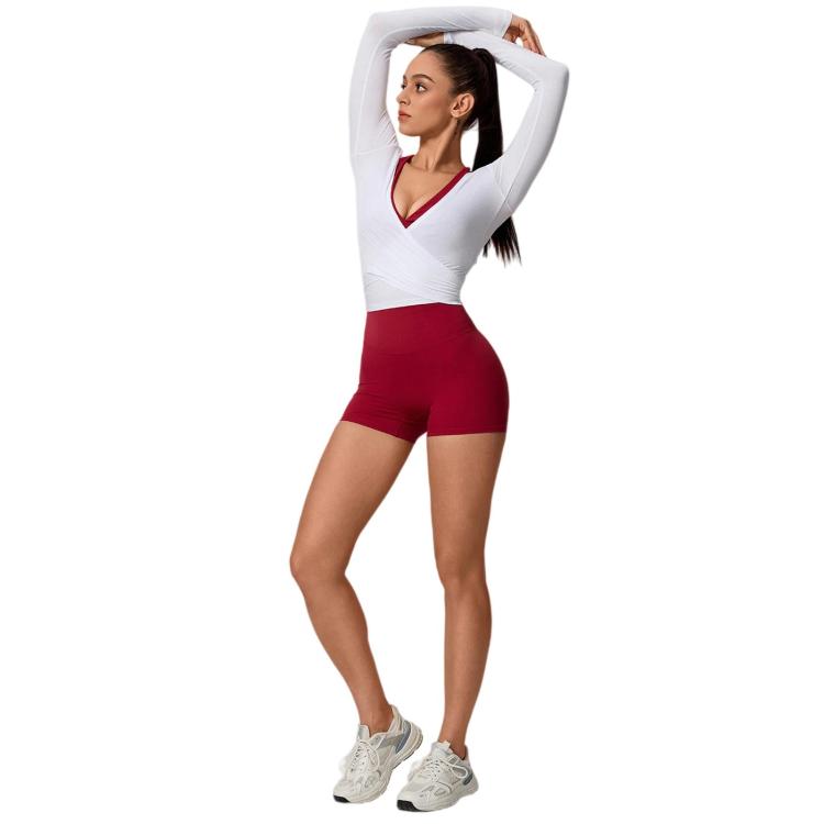 Women Long-Sleeve Slim-Fit Yoga Top, Quick-Dry Pilates Fitness Shirt Sports Cover-Up, S, M, L