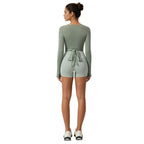 Women Long-Sleeve Slim-Fit Yoga Top, Quick-Dry Pilates Fitness Shirt Sports Cover-Up, S, M, L