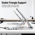 8-In-1 Laptop Stand With USB-C Hub Laptop Riser With Gigabit Ethernet, 4K HDMI, 2 USB 3.0, SD/TF, 100W PD, Foldable Portable Docking Station