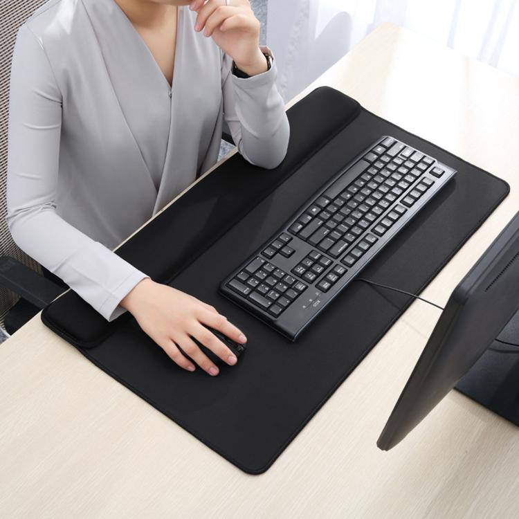 Stitched Edge Integrated Desk Mat & Mouse Pad, Mechanical Keyboard Wrist Rest Desk Pad, Small