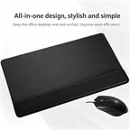 Large Integrated Wrist Rest Mouse Pad & Desk Mat, Office Gaming Wrist Support Keyboard Hand Rest, Large Black, Large Black Red Side