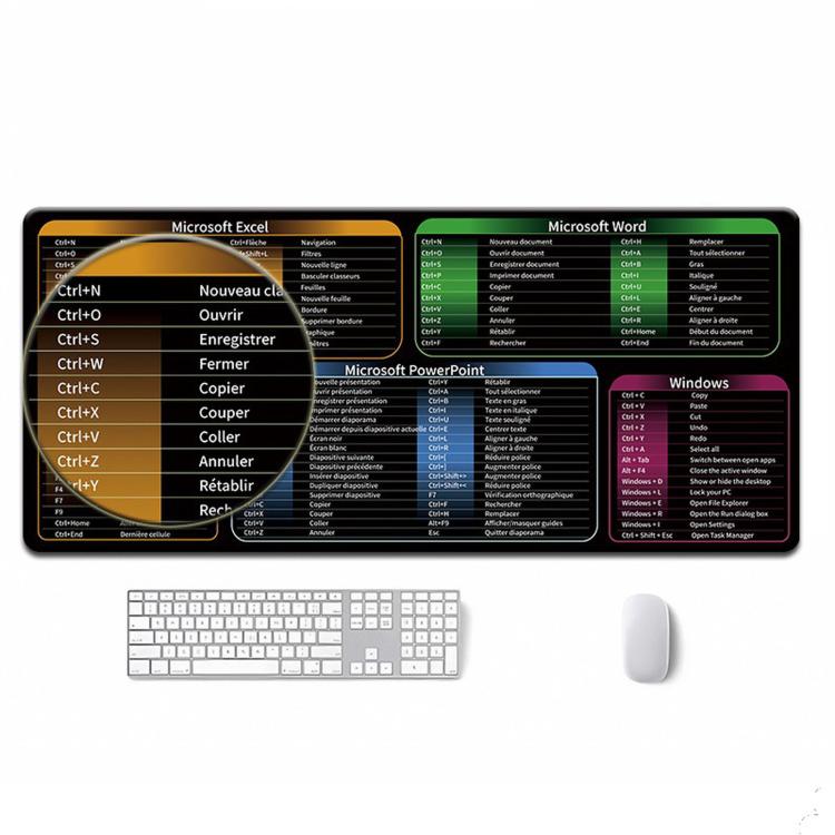 Large Shortcut Keys Mouse Pad Multi-Language Options Available Fray-Free Stitched Edges Keyboard Pad, 300x600x2mm, 300x600x3mm, 300x800x2mm, 300x800x3mm, 300x800x4mm