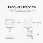 Tuya Zigbee PIR Motion Sensor Smart Human Motion Detector Wireless Home Security Alarm with 360-degree Rotating Base