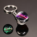 3D Galaxy Crystal Ball Keychain Glow in the Dark Planet Pendant Luminous Cosmic Starry Sky Pocket Keyring for Car Keys, Backpack