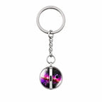 3D Galaxy Crystal Ball Keychain Glow in the Dark Planet Pendant Luminous Cosmic Starry Sky Pocket Keyring for Car Keys, Backpack