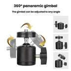 Phone Live Stand & Tripod Rotating Clamp, Multifunctional 360-Degree Overhead Shooting Holder, 1/4 Tripod Head + Clamp, Tripod Head