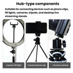 Phone Live Stand & Tripod Rotating Clamp, Multifunctional 360-Degree Overhead Shooting Holder, 1/4 Tripod Head + Clamp, Tripod Head