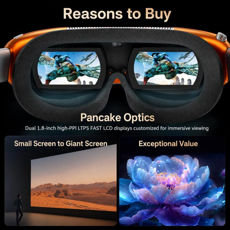 4K Ultra HD Smart VR Headset 1,000 Inch 3D Projection Universal Gaming Headset, WIFI Orange, WIFI Black, DP Orange, DP Black, WIFI Orange+TX Cable, WIFI Black+TX Cable, DP Orange+HDMI To DP cable, DP Black+HDMI To DP cable
