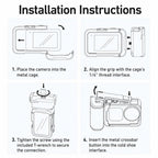 For DJI Action 6 TELESIN Street Photography Grip Set Aluminum Alloy Camera Cage Hand Grip Rig, For DJI Action 6