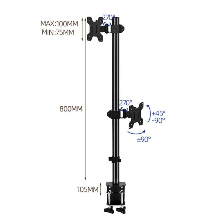 Dual-screen Monitor Mount No-drill Rotating Stand Height Adjustable Base, ZX-MT028