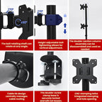 Dual-screen Monitor Mount No-drill Rotating Stand Height Adjustable Base, ZX-MT028