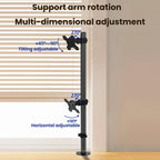Dual-screen Monitor Mount No-drill Rotating Stand Height Adjustable Base, ZX-MT028