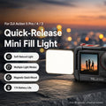 For DJI Action 5 Pro/4/3 TELESIN Quick-Release Mini Vlog Fill Light, IPX5 Waterproof Magnetic LED Video Light With 3 Color Temps, For DJI Action 5 Pro/4/3