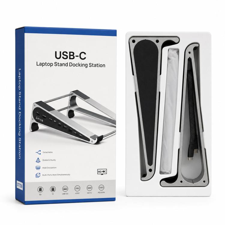 TYPE-C Laptop / Tablet Stand With USB 3.0 Expansion Dock, 9 in 1 Expansion/Triple Display/Ethernet Port, 8 in 1 Expansion/Ethernet Port, 8 in 1 Expansion