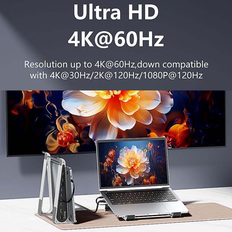 TYPE-C Laptop / Tablet Stand With USB 3.0 Expansion Dock, 9 in 1 Expansion/Triple Display/Ethernet Port, 8 in 1 Expansion/Ethernet Port, 8 in 1 Expansion