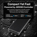 Blueendless 2806N M.2 NVMe SSD Enclosure 10Gbps Aluminum External Solid State Drive Case, Dual Cables Included, Single Cable Included