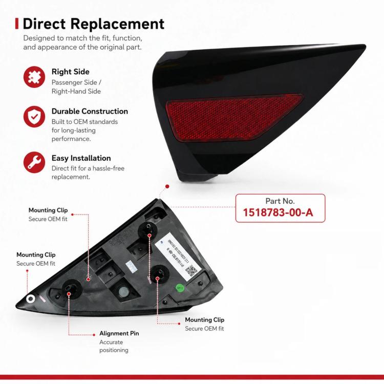For 2017-2023 Tesla Model 3 / Y Charging Port Cover Taillight Trim Panel 1518783-00-A, 1518783-00-A