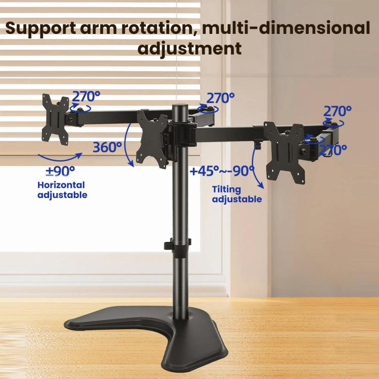 Three-Screen 360 Degree Rotating Base Cantilever Monitor Mount, ZX-T033V