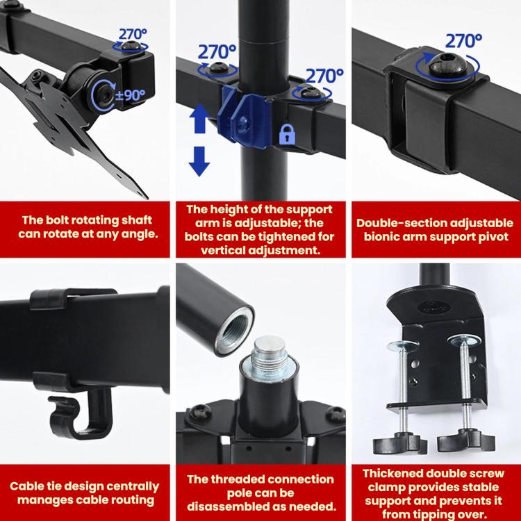 10-32 Inch 4-Screen Desktop Monitor Mount With Mechanical Arm, ZX-MT044
