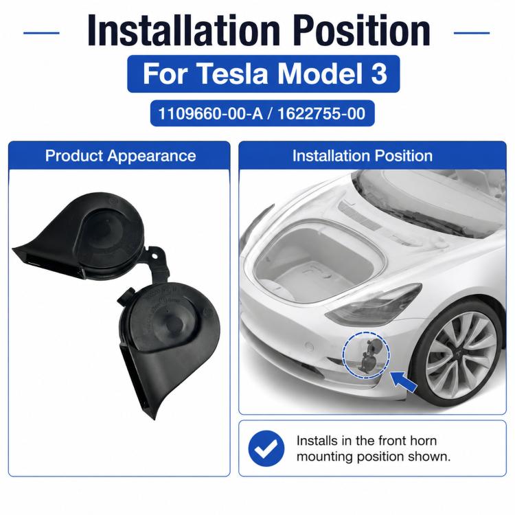 For Tesla Snail Horn Speakers 1109660-00-A / 1622755-00, Model 3, Model Y