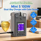 YX 100W Dual Charger with Color LCD Screen for DJI Mini 5/4/3 Pro Smart Flight Battery Charging Hub, Mini Color Two-Way 100W