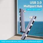 Side-Bend 4 In 1 Expander Splitter External HUB, USB+USB 2.0 x 3+USB 3.0, Type-C+USB 2.0 x 3+USB 3.0, Type-C+USB 2.0 x 2+PD+USB 3.0