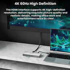 Blueendless Desktop Type-C Docking Station With 4K 60Hz Gigabit Ethernet USB 3.2 Ports, 14 in 1 Gray
