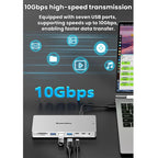 Blueendless Desktop Type-C Docking Station With 4K 60Hz Gigabit Ethernet USB 3.2 Ports, 14 in 1 Gray