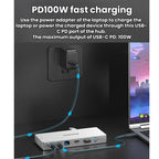 Blueendless Desktop Type-C Docking Station With 4K 60Hz Gigabit Ethernet USB 3.2 Ports, 14 in 1 Gray