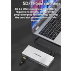 Blueendless Desktop Type-C Docking Station With 4K 60Hz Gigabit Ethernet USB 3.2 Ports, 14 in 1 Gray