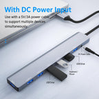 USB 3.0 Hub High Speed 7-Port Expander Aluminum Alloy Splitter With Independent DC 3.5mm Power Supply, ADS-313A