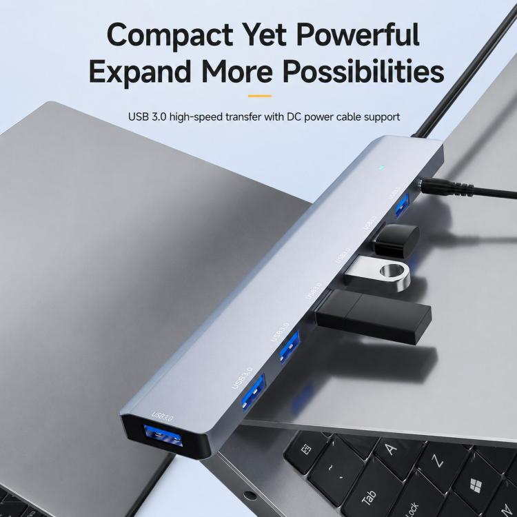 USB 3.0 Hub High Speed 7-Port Expander Aluminum Alloy Splitter With Independent DC 3.5mm Power Supply, ADS-313A
