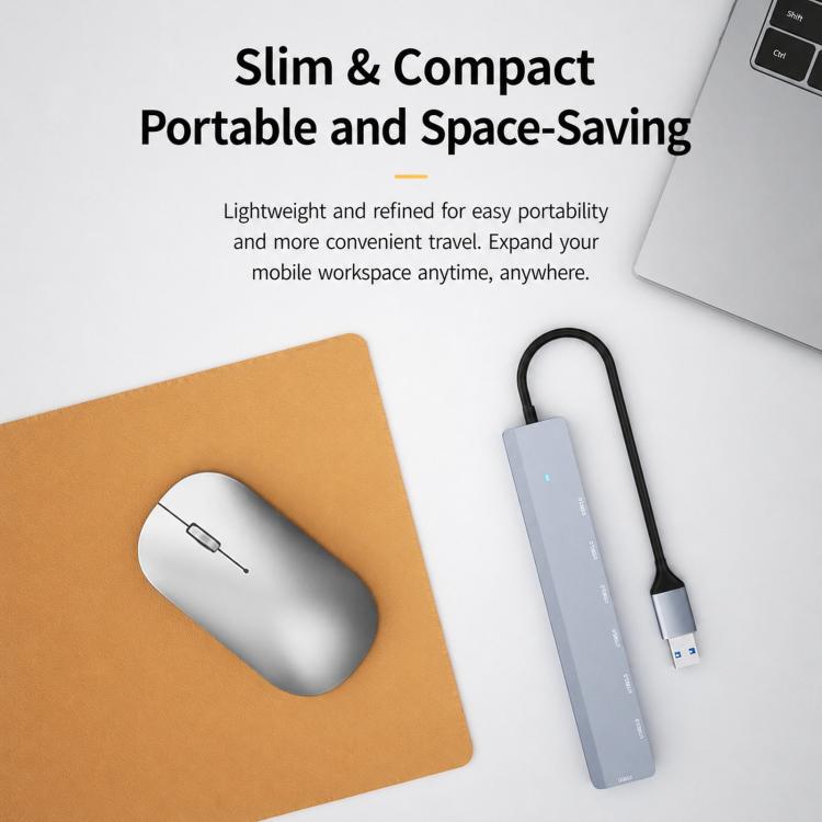 USB 3.0 Hub High Speed 7-Port Expander Aluminum Alloy Splitter With Independent DC 3.5mm Power Supply, ADS-313A