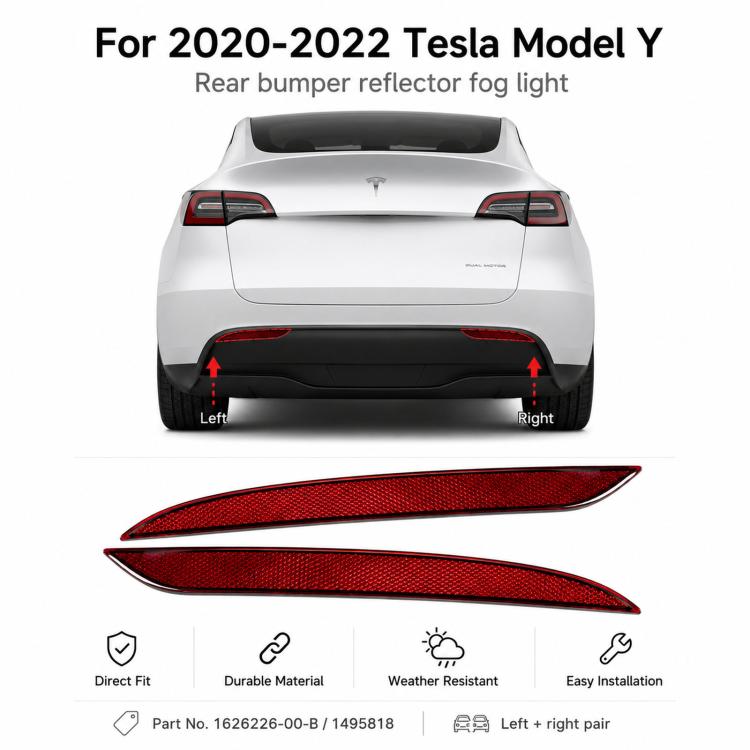 For 2020-2022 Tesla Model Y Rear Bumper Fog Lights 1626226-00-B / 1495818, 1626226-00-B / 1495818