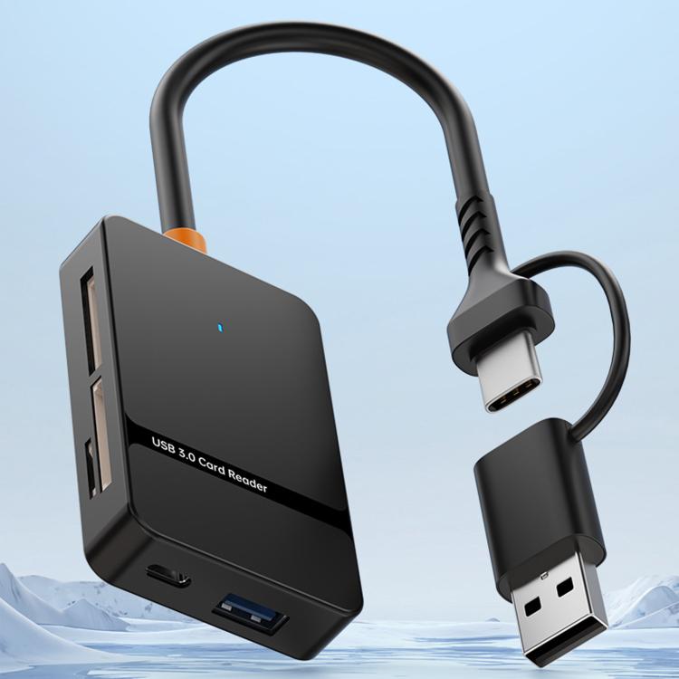 6 In 1 USB / Type-C High-Speed 3.0 Card Reader SD/TF/CF/MS Card Reader, ADS-326