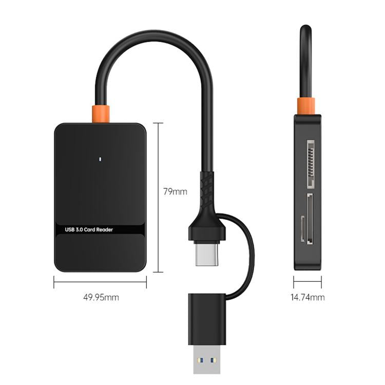 6 In 1 USB / Type-C High-Speed 3.0 Card Reader SD/TF/CF/MS Card Reader, ADS-326