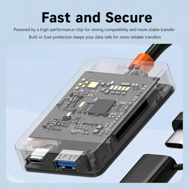 6 In 1 USB / Type-C High-Speed 3.0 Card Reader SD/TF/CF/MS Card Reader, ADS-326