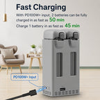For DJI Avata 360 YX PD 100W Parallel Charger 2-Way Fast Charging Hub with Battery Storage Mode, 2-Way