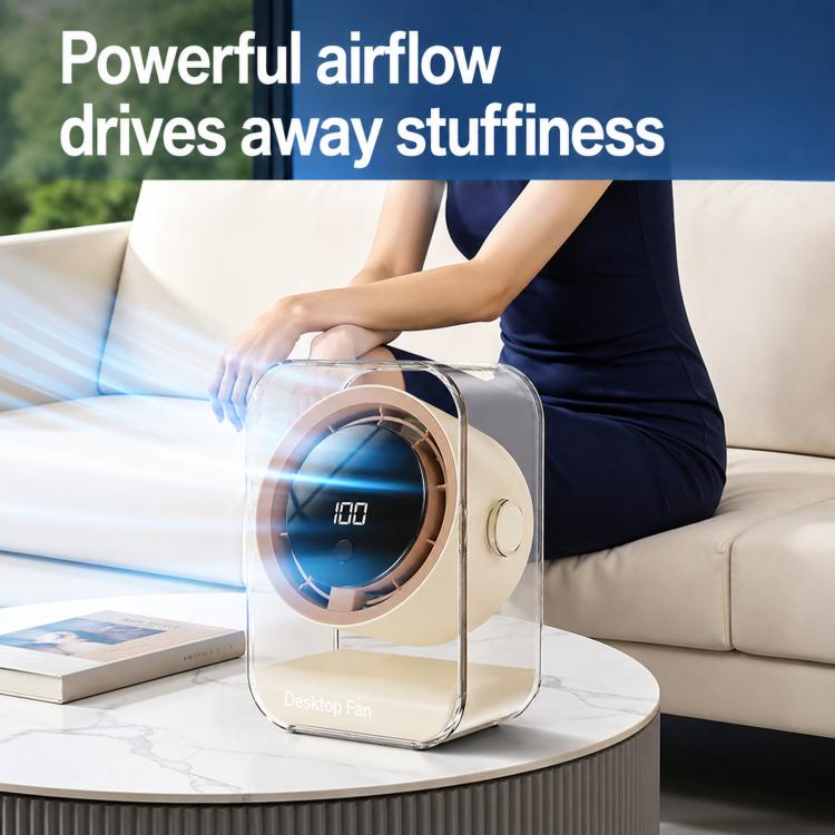 F15 Smart Timing Transparent Digital Display Desk Fan Small Circulating Table Fan For Office