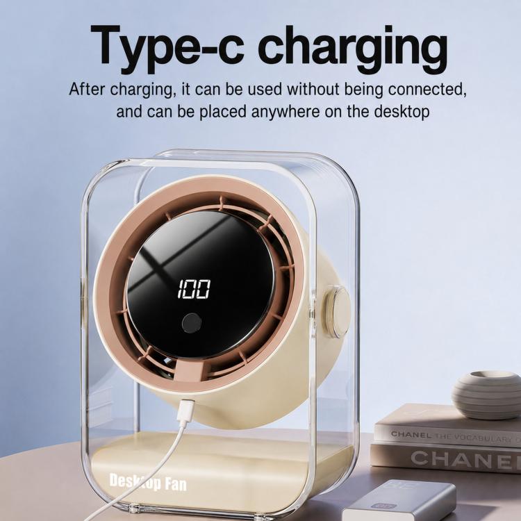 F15 Smart Timing Transparent Digital Display Desk Fan Small Circulating Table Fan For Office