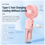 Handheld Misting Fan with Neck Strap 180 Degree Foldable Portable Water Spray Fan Type-C Rechargeable Mini Personal Face Mister Fan