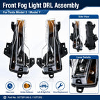 For 2021-2023 Tesla Model 3 / Y US Front Fog Lights Daytime Running Lights 1077391-00-E / 1077392, Left, Right