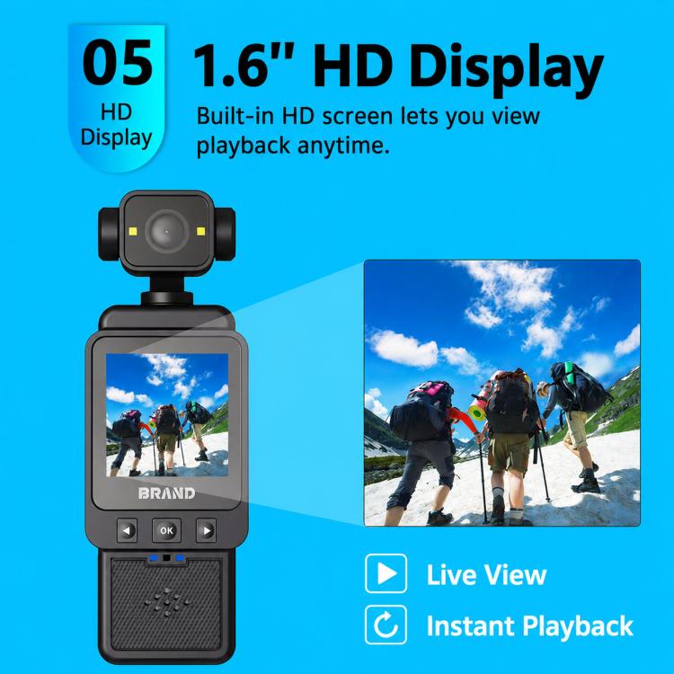 1080P WiFi Body Camera With Rotatable Lens & 1.6 Inch Screen Wearable Sports Action Camera Clip-On Pocket Cam, DV01 1080P