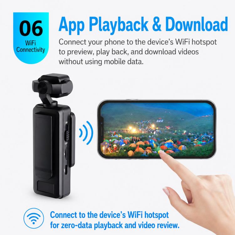 1080P WiFi Body Camera With Rotatable Lens & 1.6 Inch Screen Wearable Sports Action Camera Clip-On Pocket Cam, DV01 1080P