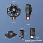 F8104 Stepless Speed Regulation Quiet Car Fan 12V/24V Angle Adjustable Truck Cooling Fan, F8104
