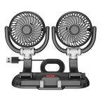 F5505 Dual-Head 3-Speed Cooling Fan With Phone Holder Angle Adjustable Low Noise Fan, F5505
