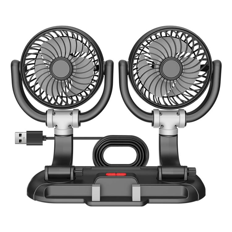 F5505 Dual-Head 3-Speed Cooling Fan With Phone Holder Angle Adjustable Low Noise Fan, F5505